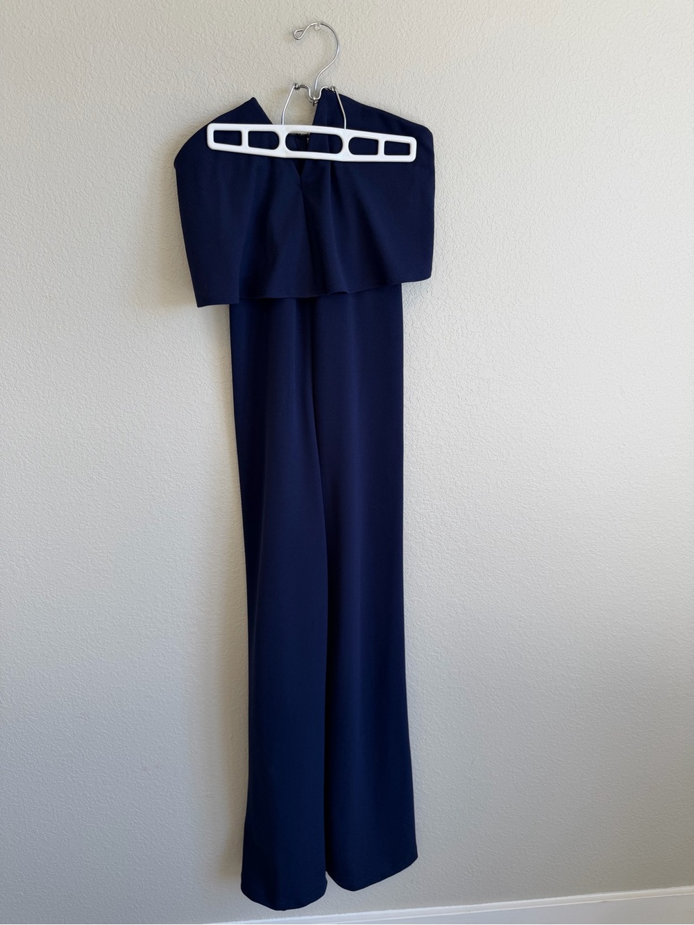 Lulus Strapless Navy Wide-Leg Jumpsuit
